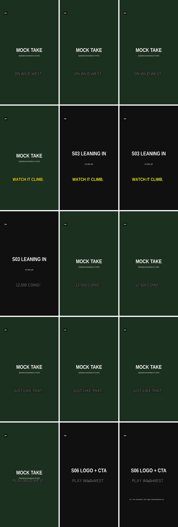 Cut sheet: frames before, at and after each cut