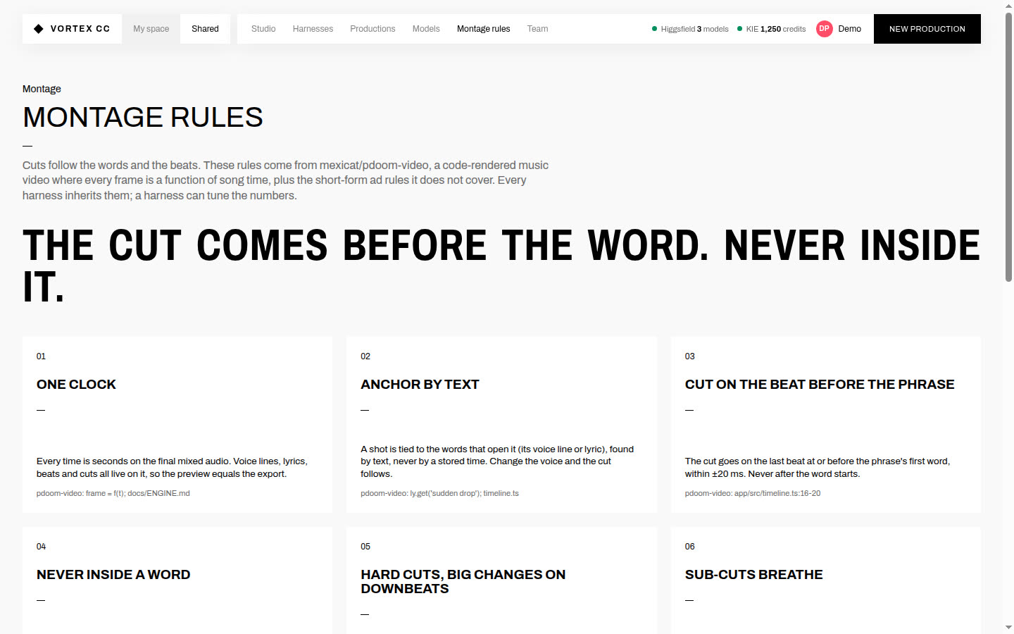 Montage rules page